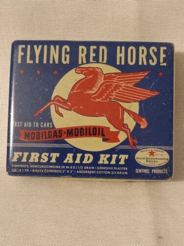 Rare Item Vintage Flying Red Horse Mobilgas Mobiloil First Aid Kit