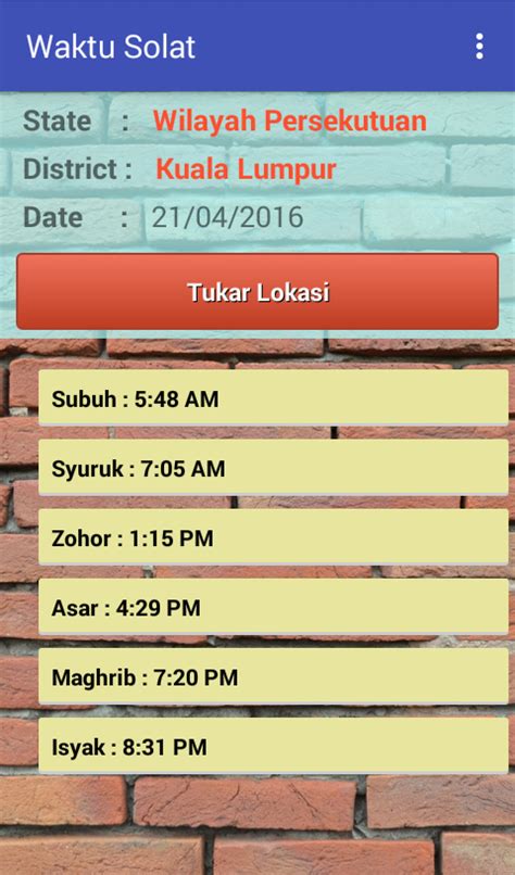 26 mei 2021 , 14 syawal 1442h. Waktu Solat - Android Apps on Google Play