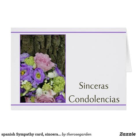Spanish Sympathy Card Sinceras Condolencias Card