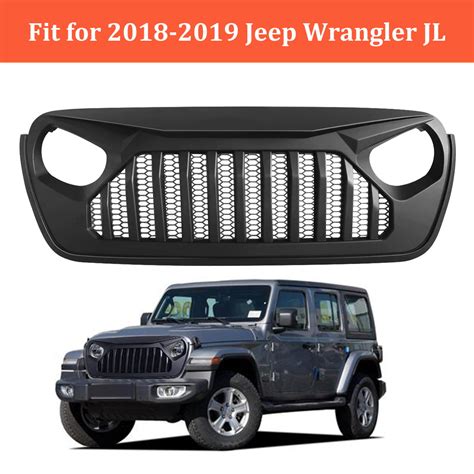 Vetomile Front Grille For 2018 2019 Jeep Wrangler Jl Matte Black