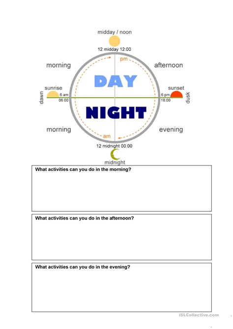 Jump to navigationjump to search. Time of Day - English ESL Worksheets for distance learning and physical classrooms