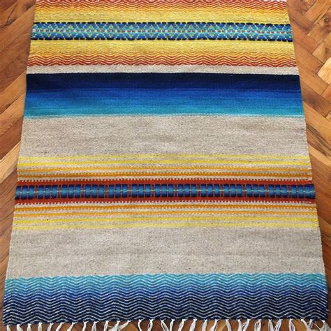 Handwoven Wool Rug Made To Order Blue Yellow And Grey Etsy