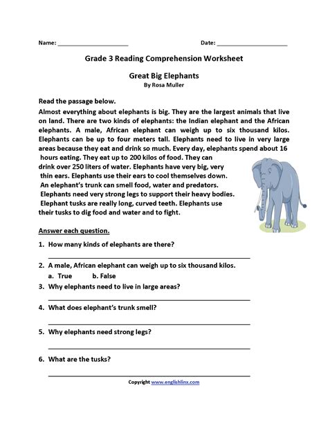 Free Printable Third Grade Grade 3 English Worksheets Thekidsworksheet