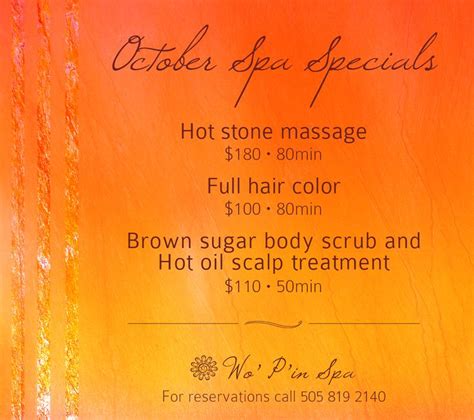 October Spa Specials Relax With Us This Fall Spa Specials Hot Stone Massage Sugar Body Scrub