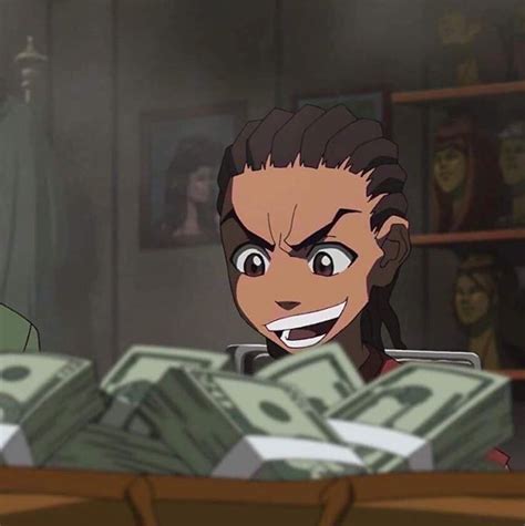 An Animated Image Of A Man With Money In Front Of Him