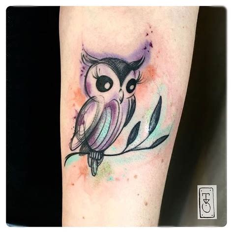 Watercolor Tattoo Small Owl Tattoo