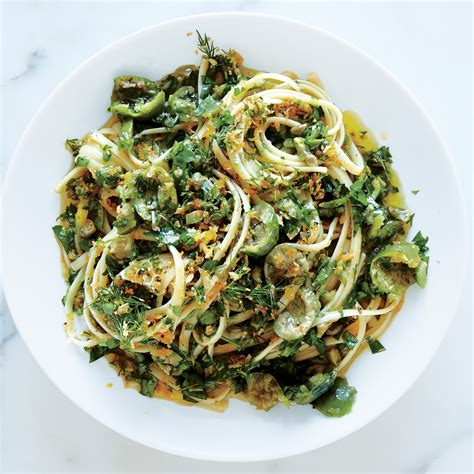 Linguine With Green Olive Sauce And Zesty Breadcrumbs Recipe