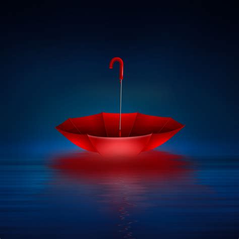 Red Umbrella Reflections Digital Art Abstract Ipad