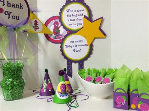 Items Similar To Barney Inspired Birthday Party Bundle Napkin Wrap