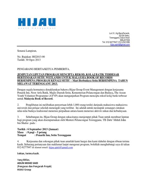 Mpu1243 penulisan surat rasmi 3. Contoh Surat Media Invitation