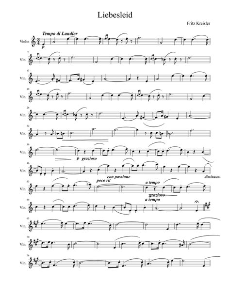 Liebesleid Violin Sheet Music For Violin Piano Download Free In Pdf