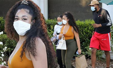 Jordyn Woods Shows Off Her Toned Figure In Skintight Ensemble As She Enjoys Lunch With Pals