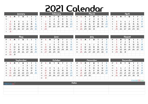 2021 Printable Yearly Calendar With Week Numbers 21ytw73