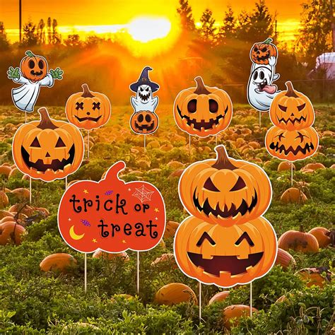 Whaline 9pcs Halloween Yard Sign With 18pcs Stakes Large