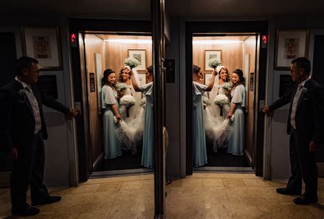 Double Exposure Of Bride And Bridesmaid In Elevator Photo By Shane P