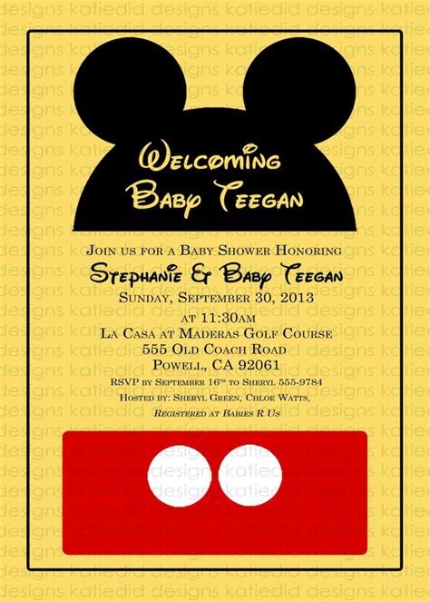 Disney Baby Shower Invitation Mickey Mouse Birthday Invitation Etsy
