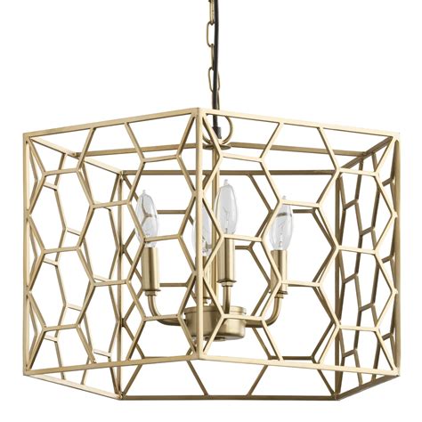 Gold Geometric Honeycomb 4 Light Chandelier Metal By World Market