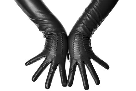 Black Leather Opera Gloves Long Evening Occasion Handmade Les Debutantes