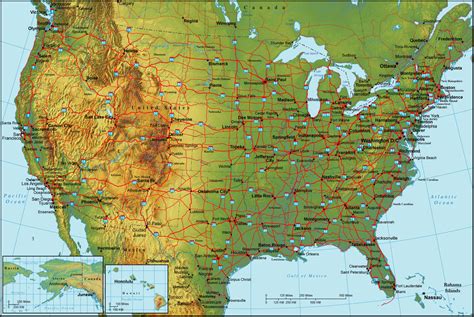 Detailed Topographical Map Of The Usa The Usa Detailed Topographical