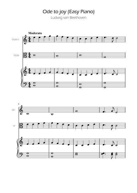 Ode To Joy Easy Violin And Viola Duet W Piano Accompaniment Sheet Music Beethoven