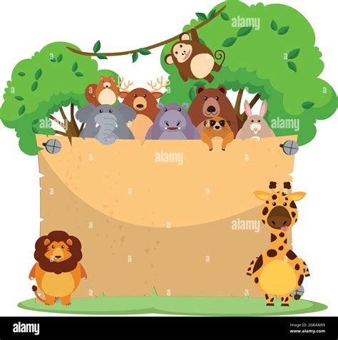 Blank Paper With Many Wild Animals Stock Vector Image And Art Alamy