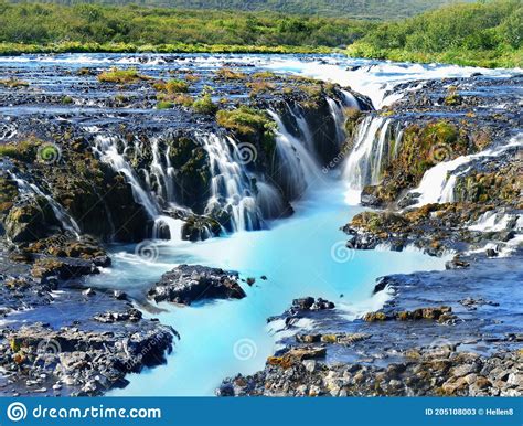 Bruarfoss Waterfall Iceland Stock Image Image Of Nature Scenery