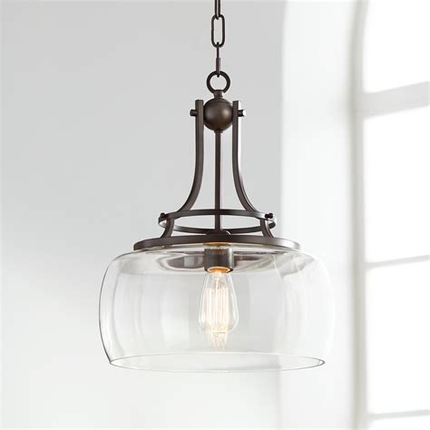Chandeliers Charleston 13 12 Wide Clear Glass And Bronze Pendant