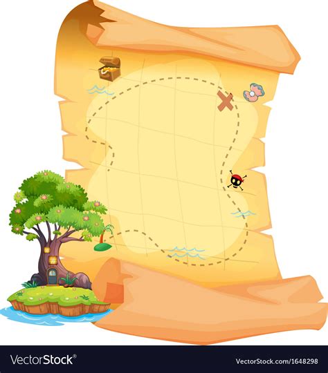 A Treasure Map With An Island Royalty Free Vector Image