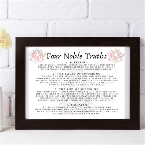 Four Noble Truths Buddhist Art Print Buddha Quote Etsy