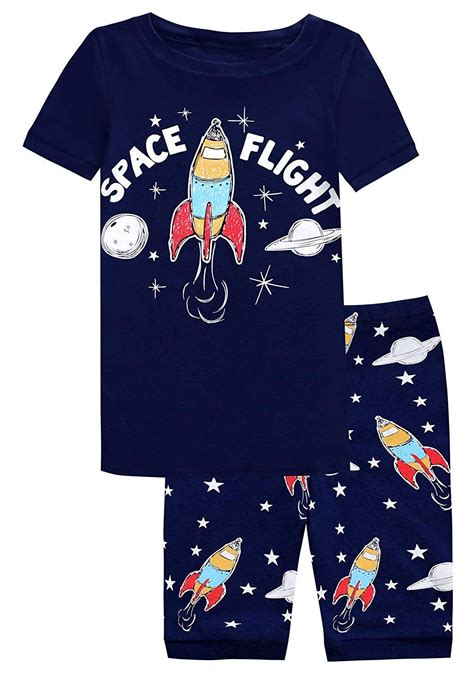 Boys Pajamas Set Childrens 100 Cotton Clothes Short Sleeve Pjs Blue