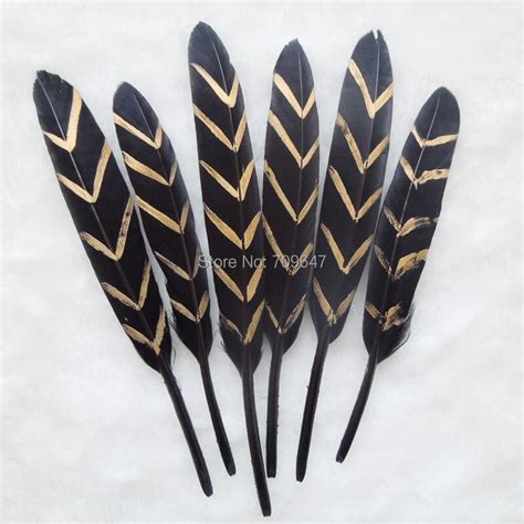 100ppcslot Black Feathers Gold Chevron Gold And Black Feathers