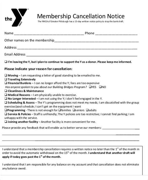 Cancellation Form Template