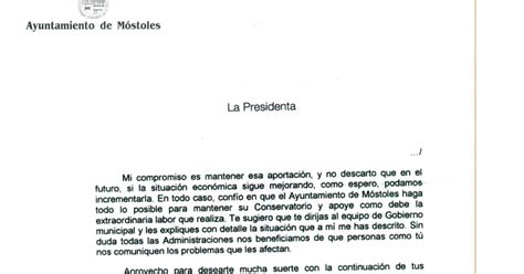 Carta De Sostenimiento Ejemplo