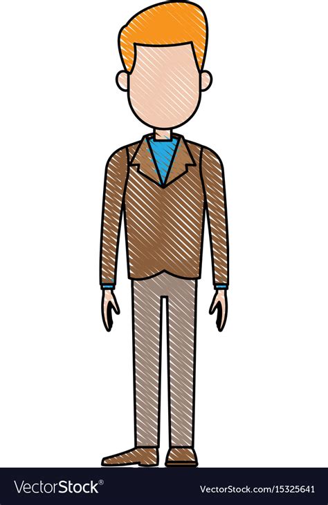 Drawing Cartoon Man Standing Character Male Vector Image