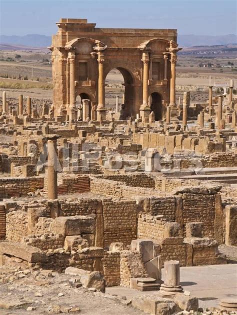 The Arch Of Trajan At The Roman Ruins Timgad Algeria North Africa
