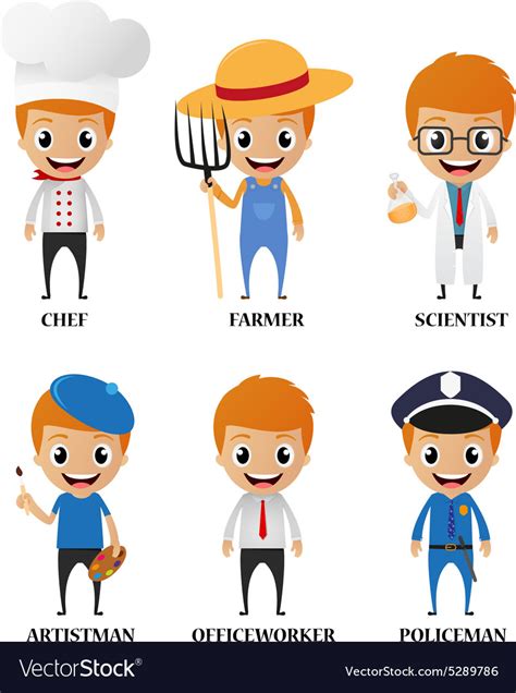 Cartoon Characters With Different Profession Vector Image