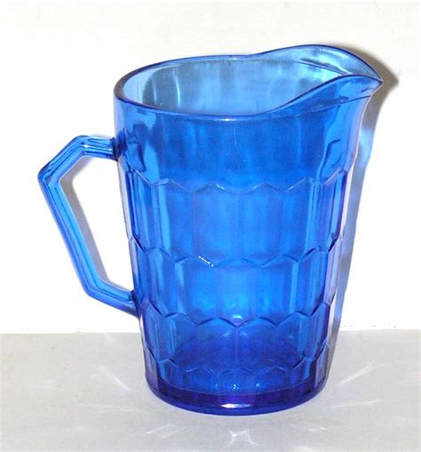Vintage Depression Glass Milk Jug Creamer Pitcher Hazel Atlas Ritz Blue