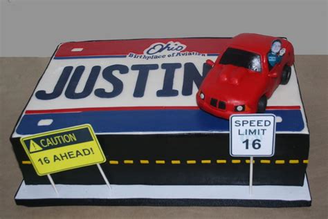 16th Birthday Cake Car And Driving Themed Car Made From Rkts Photo And Signs Were Printed Ohio