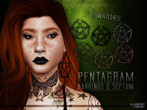 The Sims Resource Pentagram Earrings And Septum