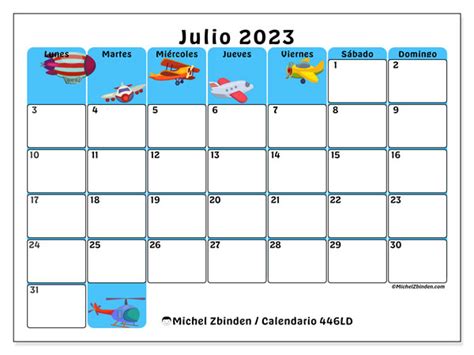 Calendario Julio De 2023 Para Imprimir “772ld” Michel Zbinden Cl