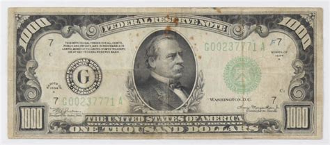 1934 A 1000 One Thousand Dollars Federal Reserve Note Pristine Auction