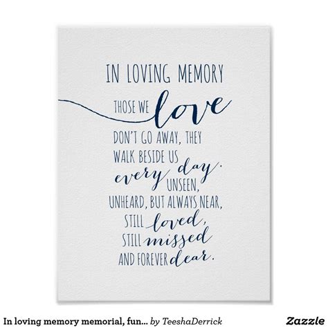 In Loving Memory Memorial Funeral Navy Blue Poster In