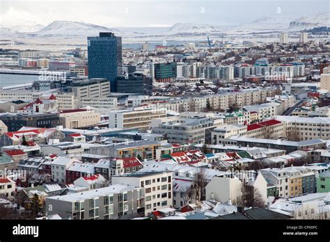 Reykjavik Iceland City Winter Skyline View From The Top Of The