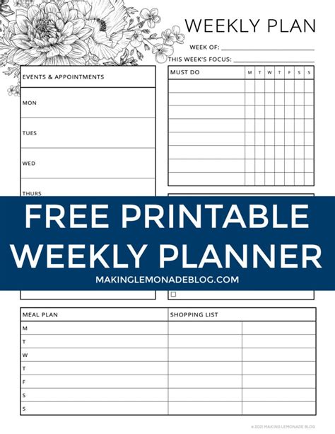 Paper And Party Supplies Calendars And Planners Printable Planner 2021