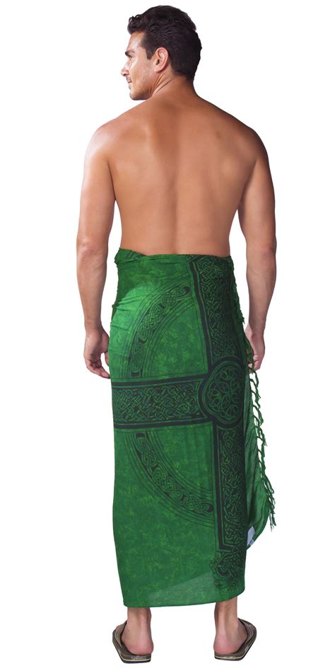 celtic mens sarong celtic cross and circle green