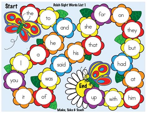 Sight Word Board Game Printable