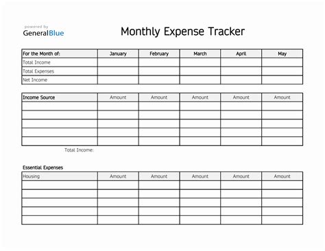 Monthly Expense Tracker In Excel Blue Gray