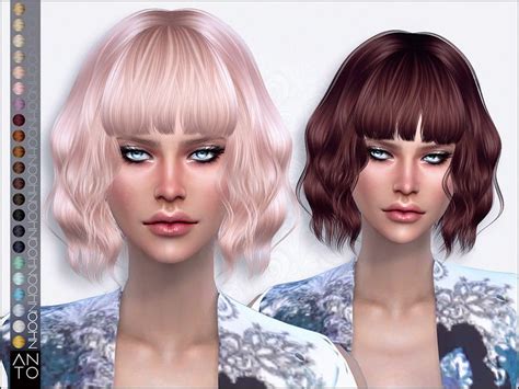 Anto Nhoa Hairstyle Created For The Sims 4 Wavy Bob With Fringe 22