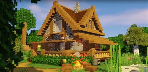 Minecraft Simple Wooden House With A Garden Ideas And Design