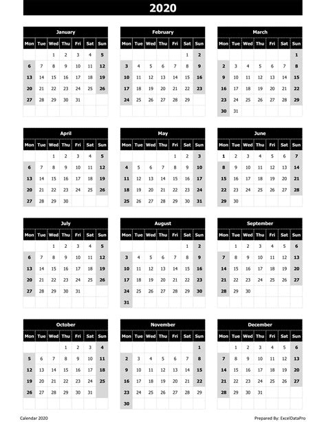 Print Yearly Calendar 2020 Printables Free Templates Printable 2023